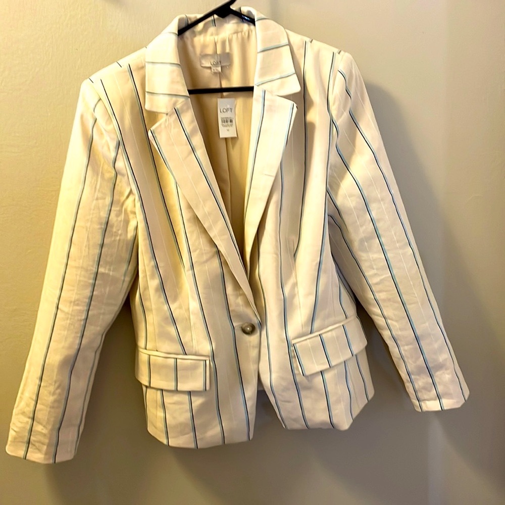 Loft blazer size 12 - light cream with accent stripe.